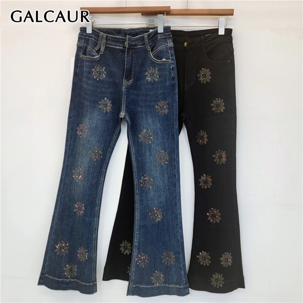 

GALCAUR однотонные брюки с бриллиантами, женские свободные брюки с высокой талией в американском стиле ретро, женские прямые брюки, осенняя мода, новый стиль