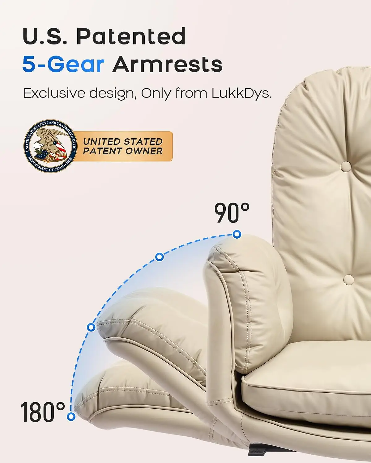 Executive Office Chair 400LBS Wide Seat PU Leather 5-Gear 180° Flat Armrest Cross-Legged Recline High Back, Customized