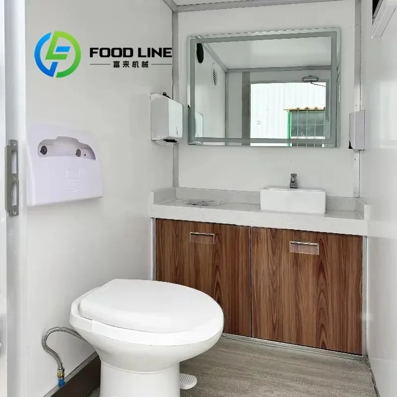Industrial Mobile Restroom Heavy Duty Steel Frame Leak Proof Waste Tank For Construction Site Term Worker Sanitation Service