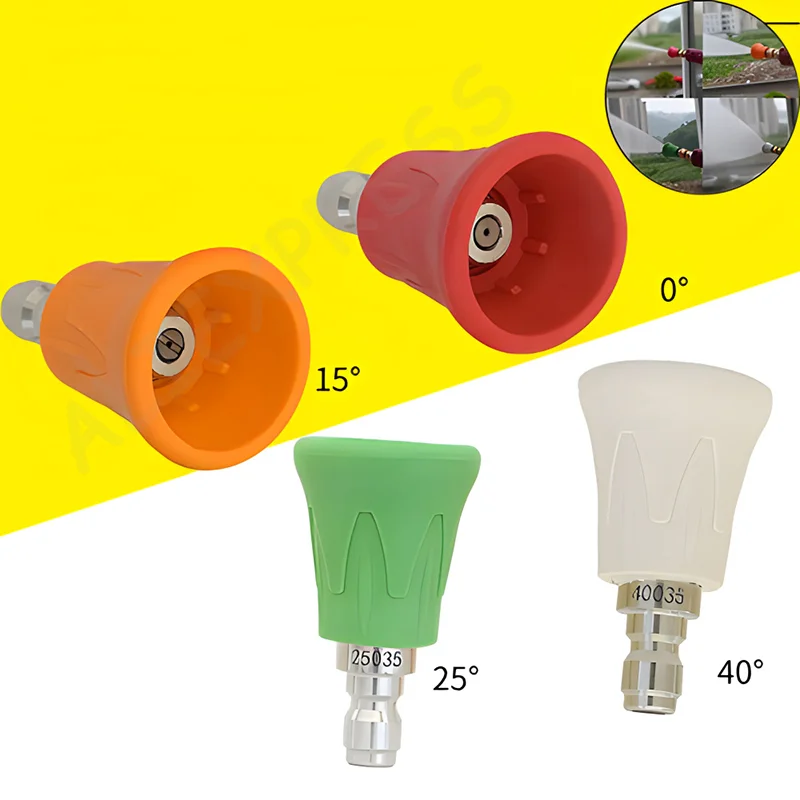 

Splash Resistant Stainless Steel Sector Nozzle High Pressure Washer Gun Rubber Wrapped Tip, Pack of One Car Wash Accessory