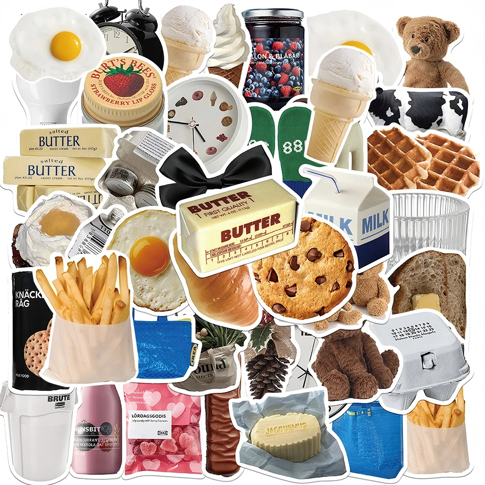 10/30/50pcs Cute Ins Style Stickers Stickers Aesthetic Cartoon Decal DIY Guitar  Phone Cases Laptop Waterproof Milk Food Sticker view 2