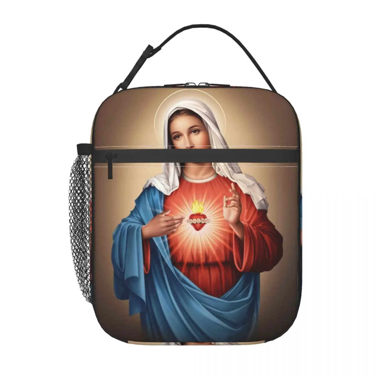 Bolsa de almuerzo aislada con Corazón de María católica, caja de comida de almacenamiento cristiano, enfriador portátil, caja térmica Bento para la escuela y la Oficina