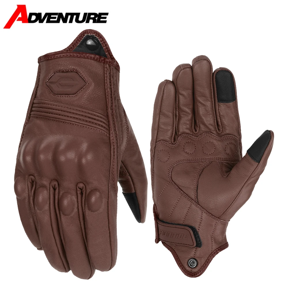 Motorcycle Gloves For Winter Windproof Warm And Fall Resistant Off-road Motorcycle Riding Touch Screen Full Finger Leather Glove
