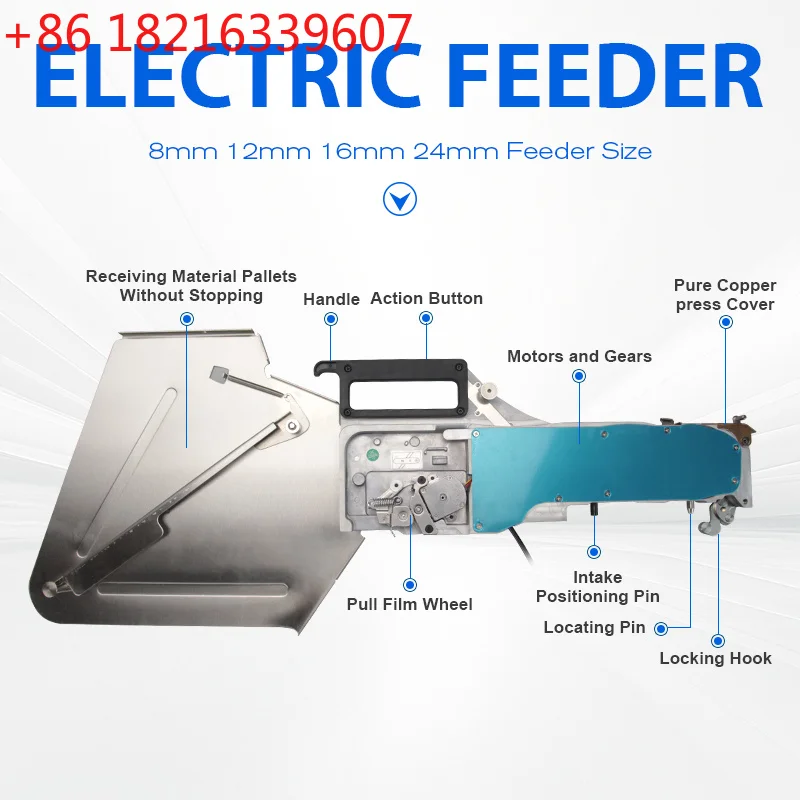 8 12 16 24mm High Precision Electric Feeder for SMT Pick and Place Machine Auto Component Feeding System for SMD Production Line