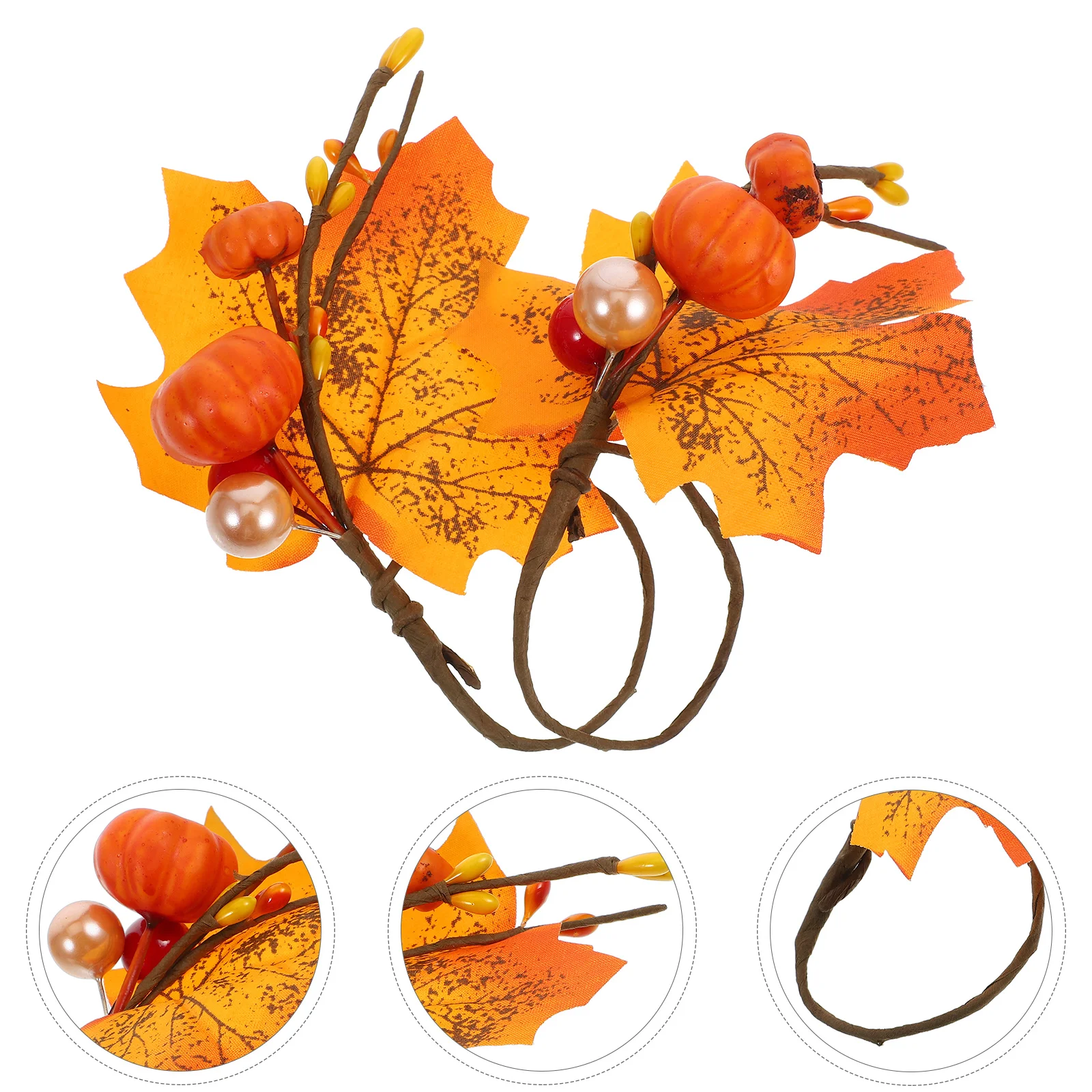 

2pcs Foam Iron Cloth Paper Buckles Elegant Table Decoration Fall Napkin Rings Autumn Serviette Holders Delicate Table Napkin