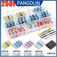 PANGOLIN 250PCS Heat Shrink Solder Seal Wire Connectors Waterproof Butt Terminals for Car Boat Electrical Wiring Repairs