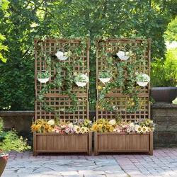 72″ H Garden Planter With Trellis For Vine Climbing Horticultural Plants Garden Box W/Drainage Holes Garden Planter Box