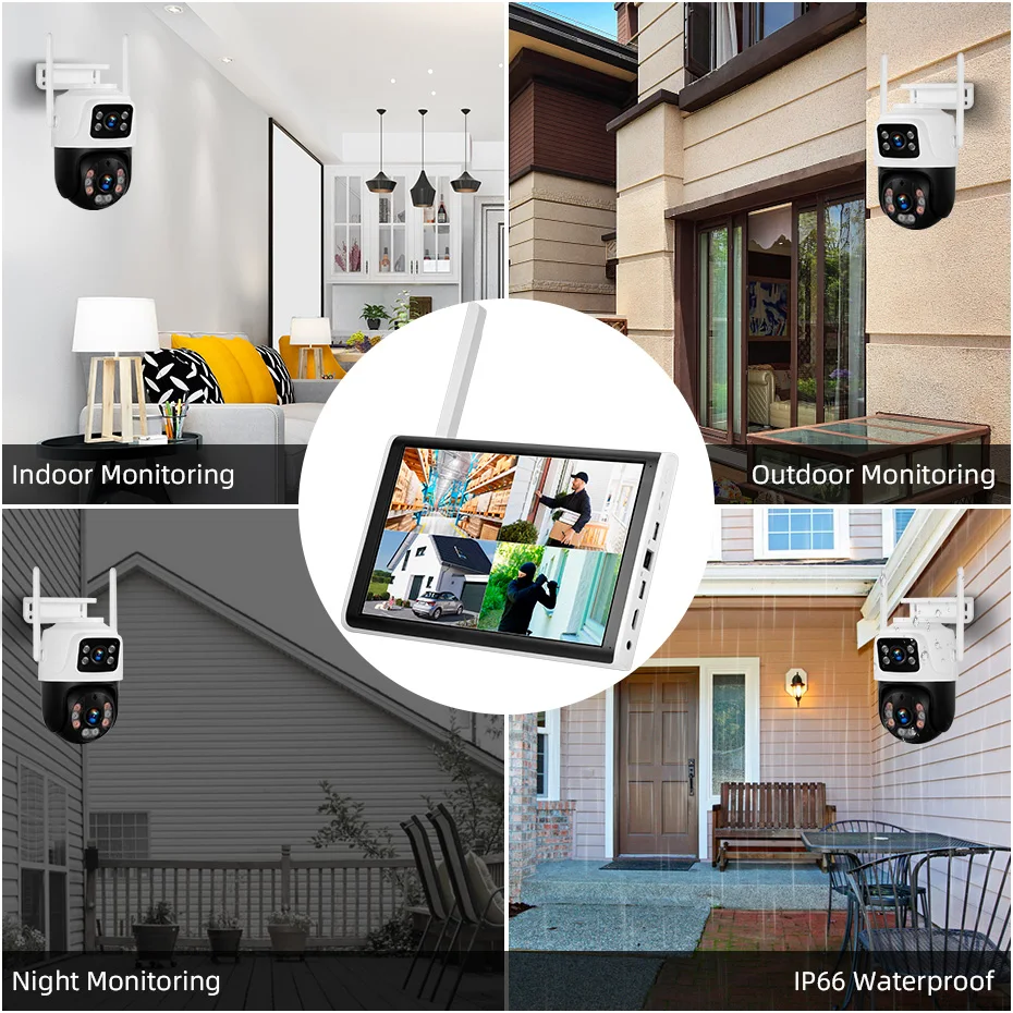 

KERUI 6MP Security Dual Lens IP Camera System with 10'' Monitor 8 Channel NVR,WiFi Outdoor IP Audio CCTV Home Surveillance