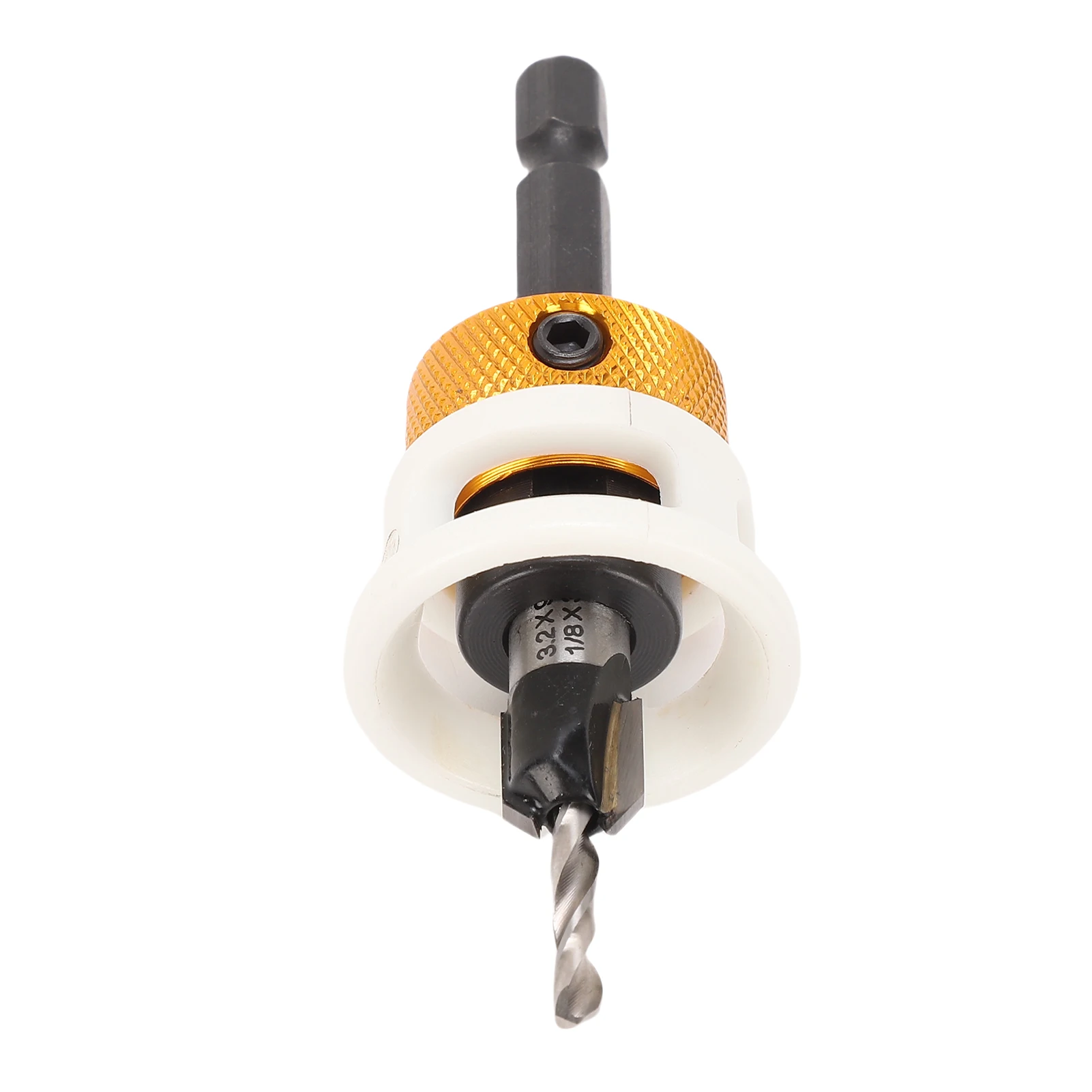 

8PCS Countersink Drill Bit Set with Depth Stop and Hex Shank Adapter for Wood Screws, Includes 5 Center Bits 1/8" to 3/16", Wren