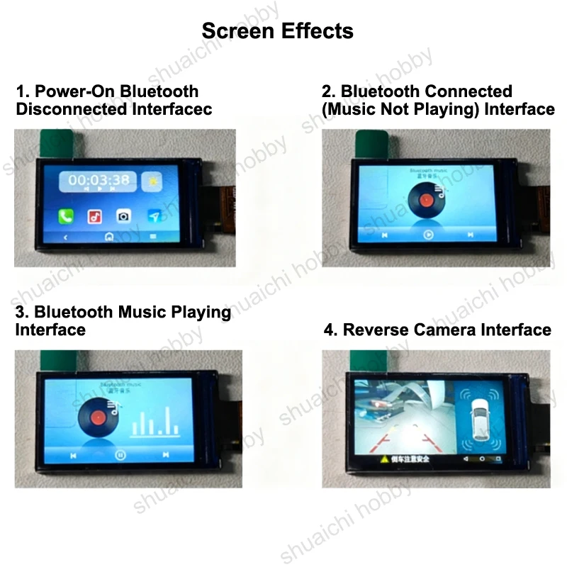 1세트 RC 크롤러 자동차 전자 대시보드 1.14인치 연동 시뮬레이션 중앙 제어 화면 게이지 HD LCD 후방 카메라 디스플레이