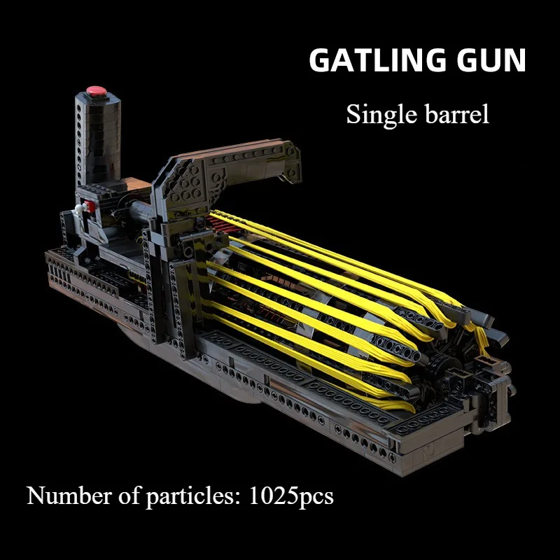 MOC Gatling Toy Building Block Gun Assembly Can Shoot High-difficulty Weapons Electric Burst Brick Puzzle Hobby Boy Toy