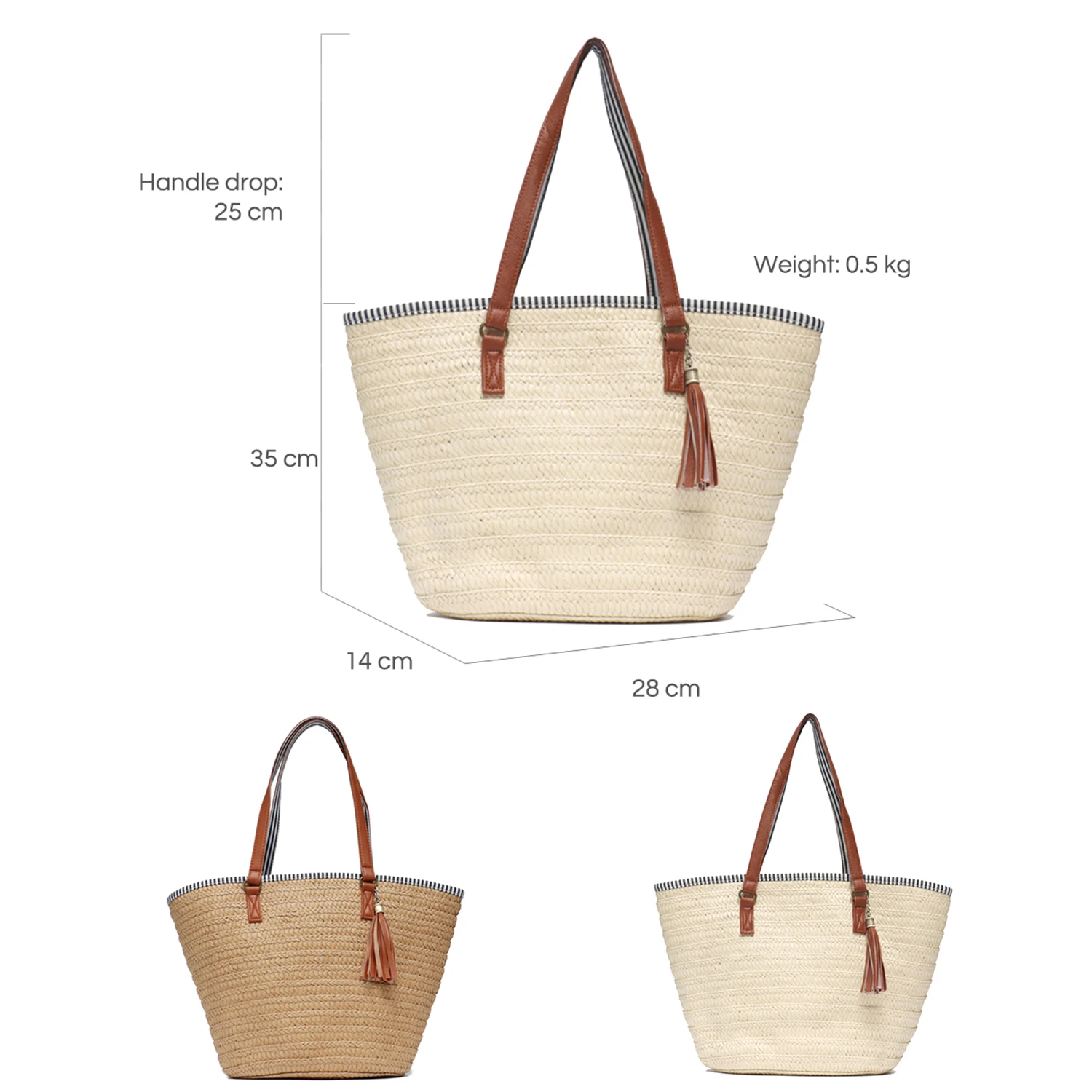 CEZIRA Summer Beach Tote Shopping Bags per le donne borse a tracolla a secchiello fatte a mano in tessuto lavorato a maglia di paglia Holiday Casual