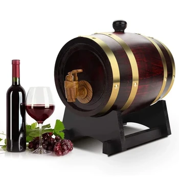 1L/1.5L/3L Wood Wine Barrel Vintage Oak Beer Brewing Accessories Whiskey Storage Container Home Decoration Wine Bar Tools