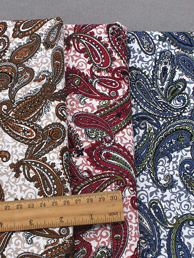 Kwiat w stylu Retro Paisley popelina bawełniana tkanina z nadrukiem dla szycie ubrań DIY ręcznie robiony przez pół metra