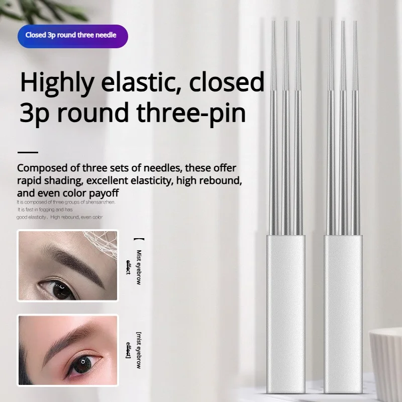 

30 шт. 3P игла для татуировки для микроблейдинга, стерилизованная микроигла, ручная игла для тумана, бровей, губ, затеняющее лезвие, игла для татуировки