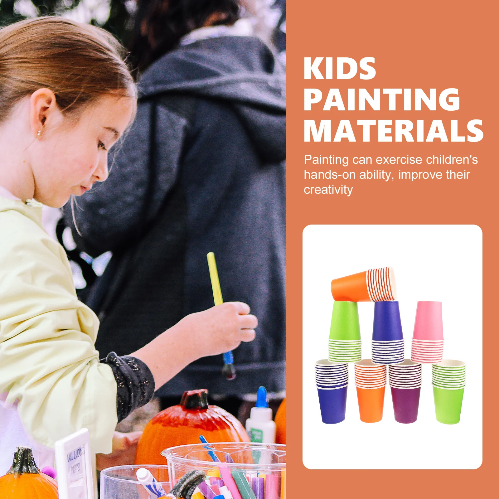 100 قطعة أكواب ورقية سميكة للاستعمال مرة واحدة أكواب رسم يدوية ملونة يمكنك صنعها بنفسك مستلزمات فنية للأطفال مواد رسم جرافيتي إبداعية للأطفال #3