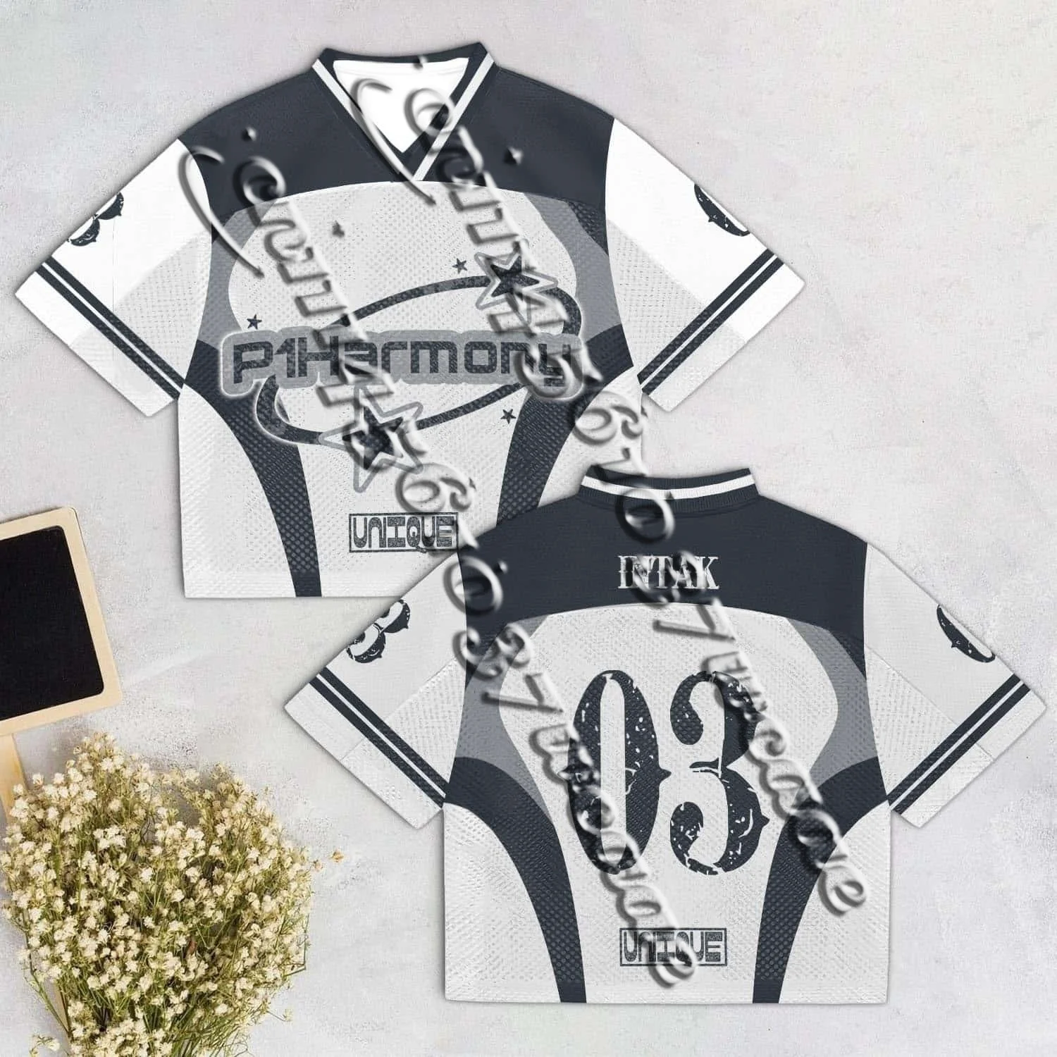 

Summer American Streetwear Hit Fan Jersey T-shirt Merch No.03 Grey White Star Edition Concert Cheering Outfits