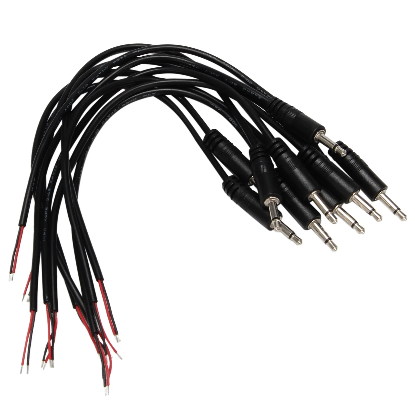 ABAN 10Pcs Replacement Male Plug to Bare Wire Open End 2 Pole Mono 1/8inch 3.5mm Plug Jack Connector Audio Cable Repair