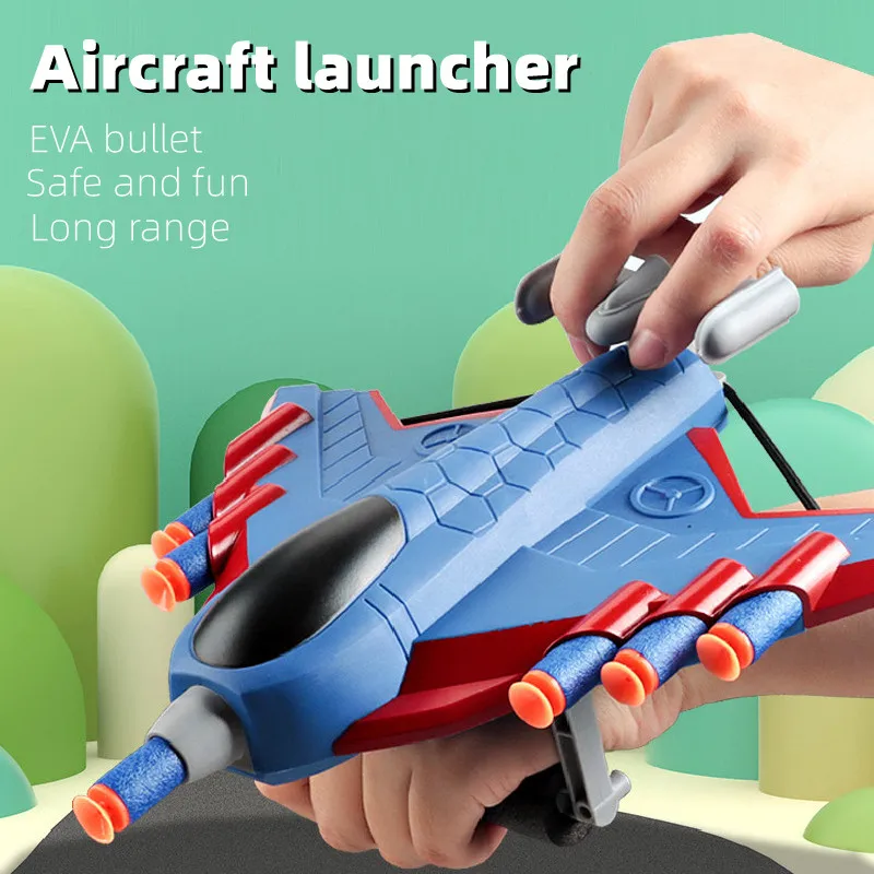 

Children's soft bullet gun shooting game toy catapult aircraft launcher EVA light target shooting combat toy outdoor sports toy