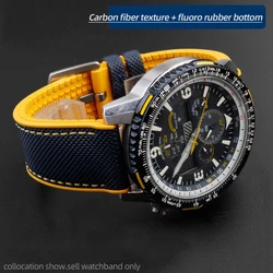 For Citizen Blue angel second Three generation AT8020 JY8020 8078 nylon fluoro rubber silicone watchband 22M 23MM Blue wristband