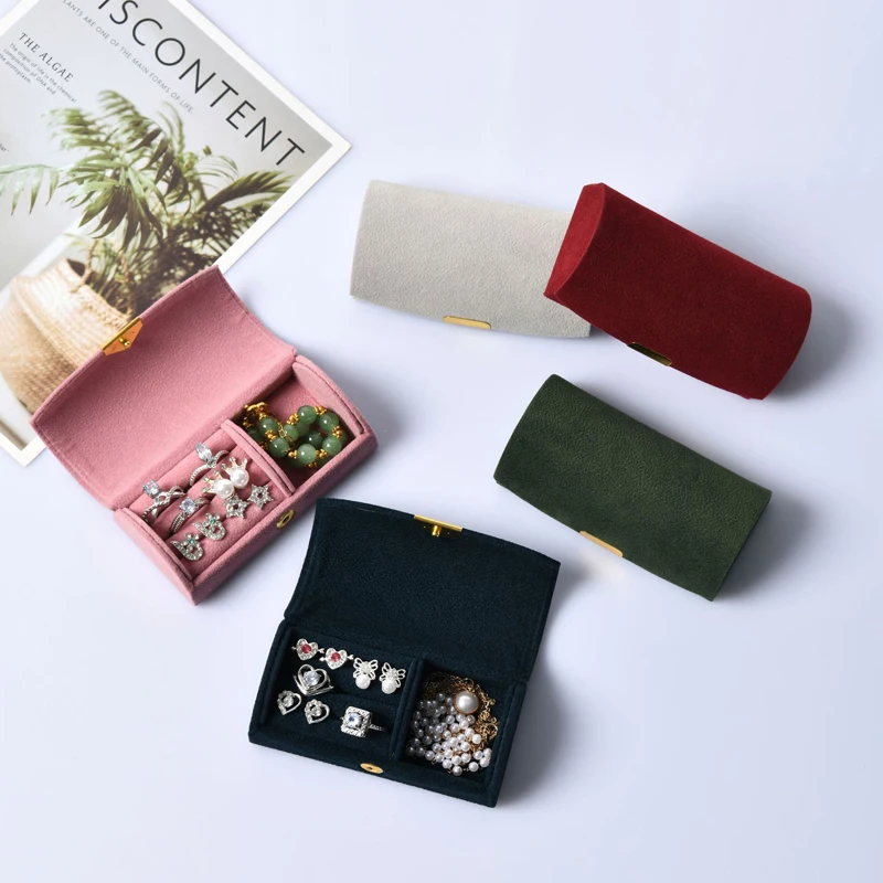 

Small Jewelry Storage Box Portable Travel Simple Velvet Ring Necklace Earrings Storage Box Travel Organizer Display Gift Box New