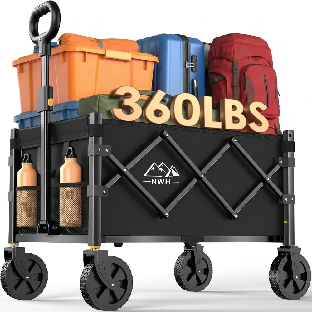 

Collapsible Folding Wagon Cart 360LB Large Capacity All Terrain Portable Heavy Duty Beach Camping Garden