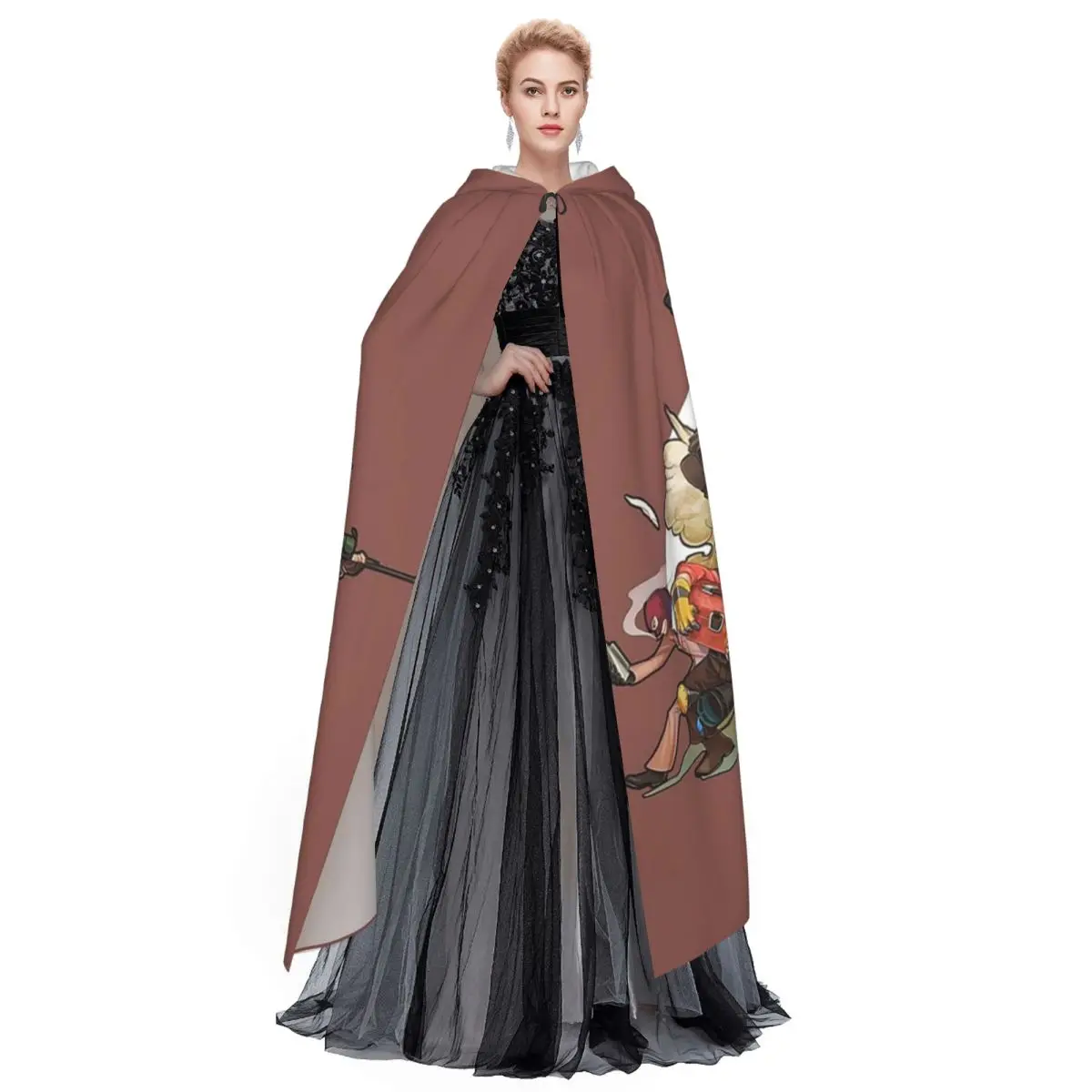 فريق القلعة 2 لعبة عمل فني ملصق طويل مقنع عباءة ساحرة القرون الوسطى زي تأثيري كيب هالوين مصاص دماء الكبار للجنسين