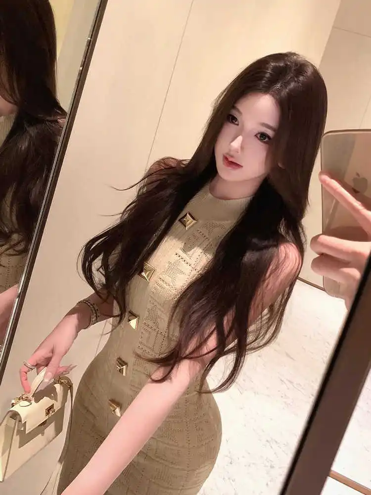 مثير محبوك فستان بلا أكمام المرأة الرسن الرقبة الجوف خارج قبالة الكتف فستان قصير Bodycon