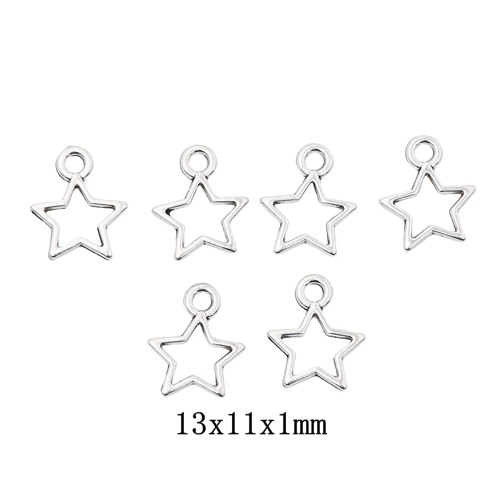 100 pieces (stars) vintage zinc alloy charm metal pendant DIY jewelry discovery making accessories 1531