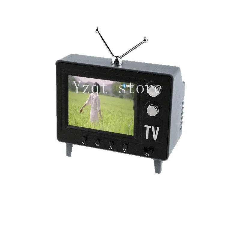 Mini mini TV can watch and play 12-minute dollhouse miniature scenes, furniture models, living room simulation props