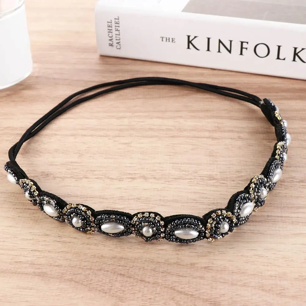 

Turquoise Crystal Headband Diamond Elastic Bohemian Hair Accessories Korean Style Headband Rhinestone Beaded Hairband