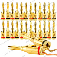 100Pcs 24k Gold-Plated 4mm Banana Plug Musical Cable Wire Audio Speaker Connector
