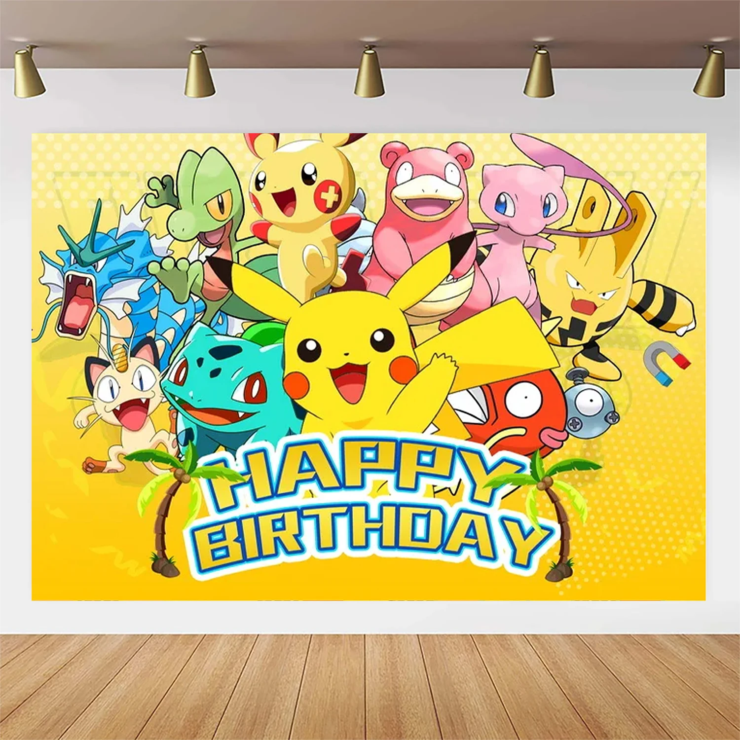 MINISO-Pokemon Backdrop Decoration for Kids, Happy Birthday Party, Photography Background, Banner, Poster, Boy, Baby Shower