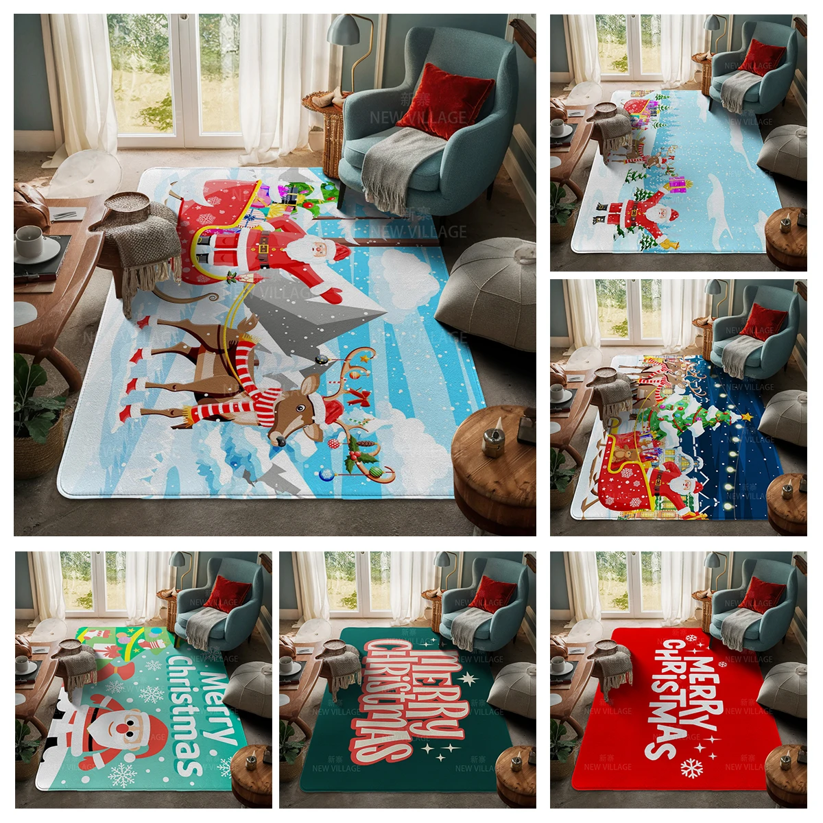

House entrance carpet Home door mat Living Room Bath Foot bathroom non-slip water absorption rugs bath Merry Christmas winter