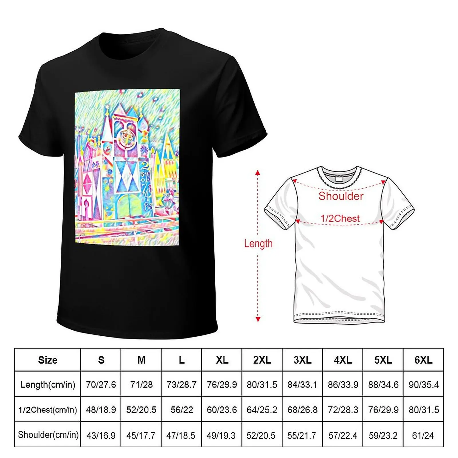 Small World Clock Colorful Painting T-Shirt baggy shirts shirts graphic anime figures sublime mens graphic t-shirts funny