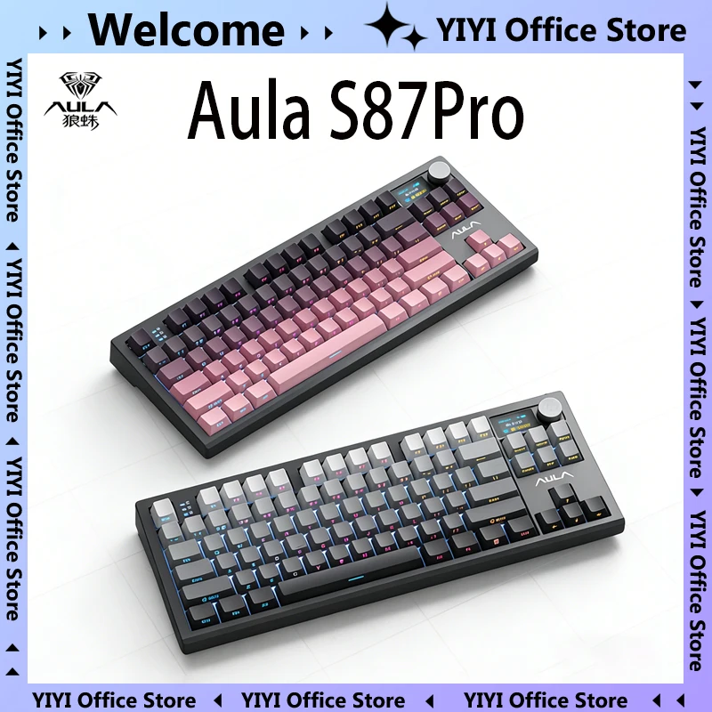 

Беспроводная механическая RGB-клавиатура Aula S87pro с возможностью горячей замены, Gasket-конструкция, PBT-кейкапы, эргономичная, для киберспорта, игровая, для ПК, подарок для геймера