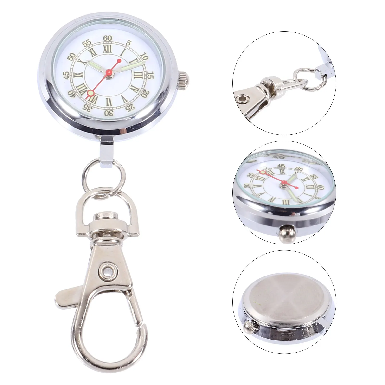 

Elderly Quartz Pocket Mirror Alloy Nurse Watch Vintage Key Ring Fob Accurate Time Large Dial Keychain Accessory Pocket Watch