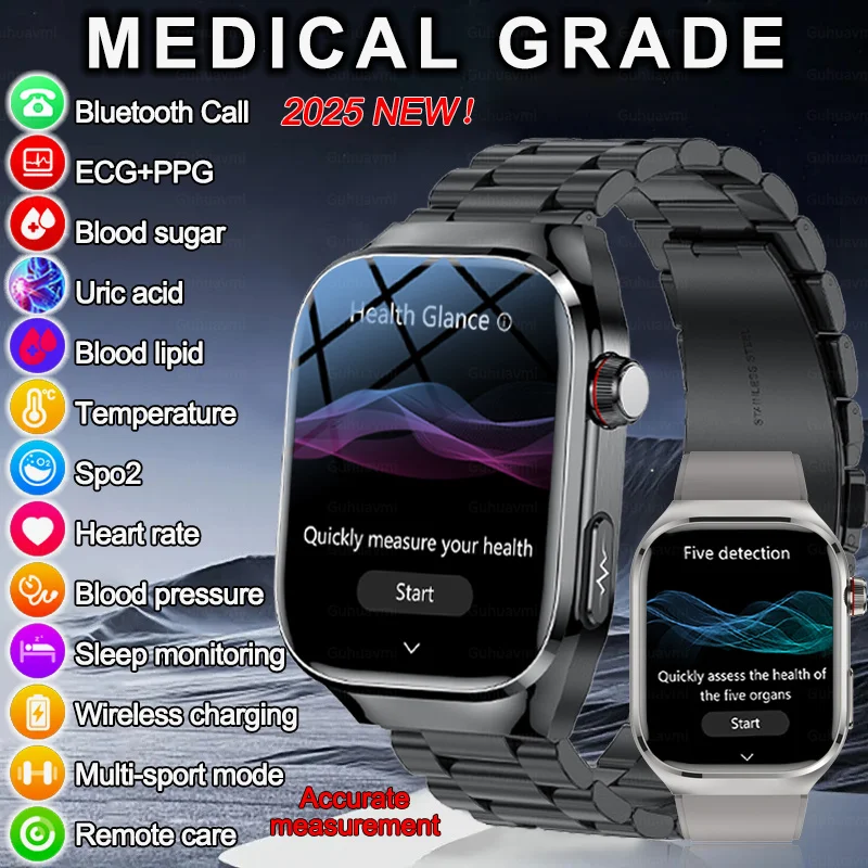 2025-new-ecg-ppg-uric-acid-smartwatch-men-bluetooth-call-heart-rate-blood-pressure-smart-watch-women