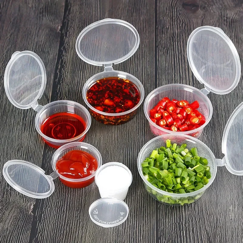 10PCS Disposable Sauce Seal Boxes Mini Seal Boxes Transparent Sealed Boxes with Lids Sauce Spices Storage Container Kitchen Tool