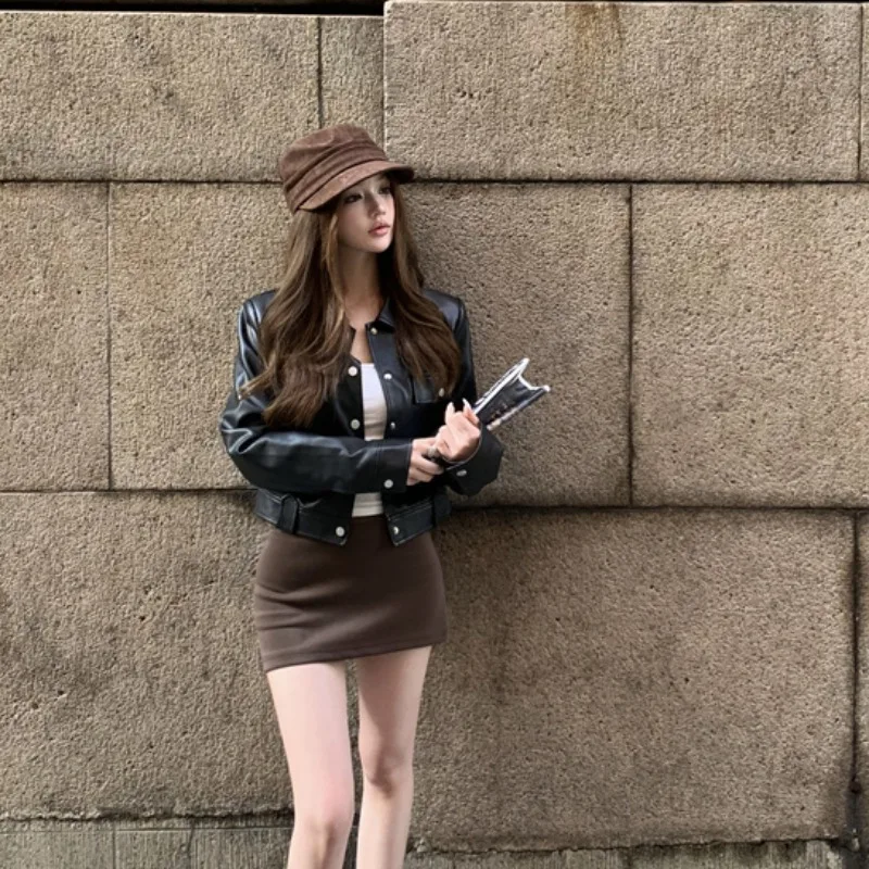 Bla Motorrad Sle ort Leder Jaet Damen-Oberbekleidung 2025, Herbst-Winter, Neuankömmling, vielseitiger Damenmantel