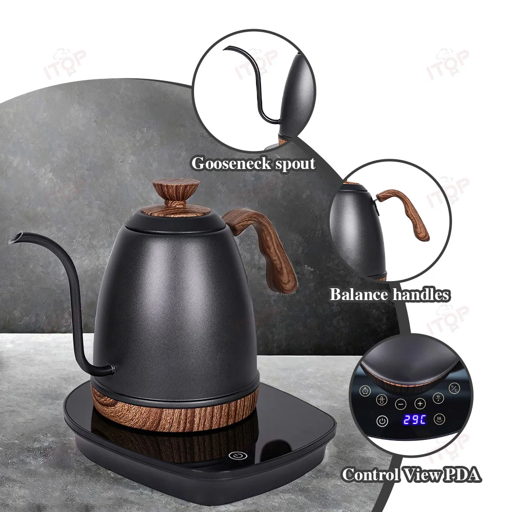 ITOP POK Artisan Electric Gooseneck Kettle to-the-degree Temperature Control Heating Kettle Electric Pour-Over Kettle