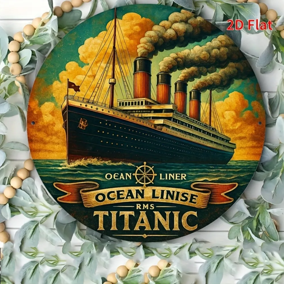 

2D Flat, Titanic Inspired Wall Art Plaque - RMS Titanic Ship Design, High-Quality, Decoration for Office, Restaurant,Room Decor
