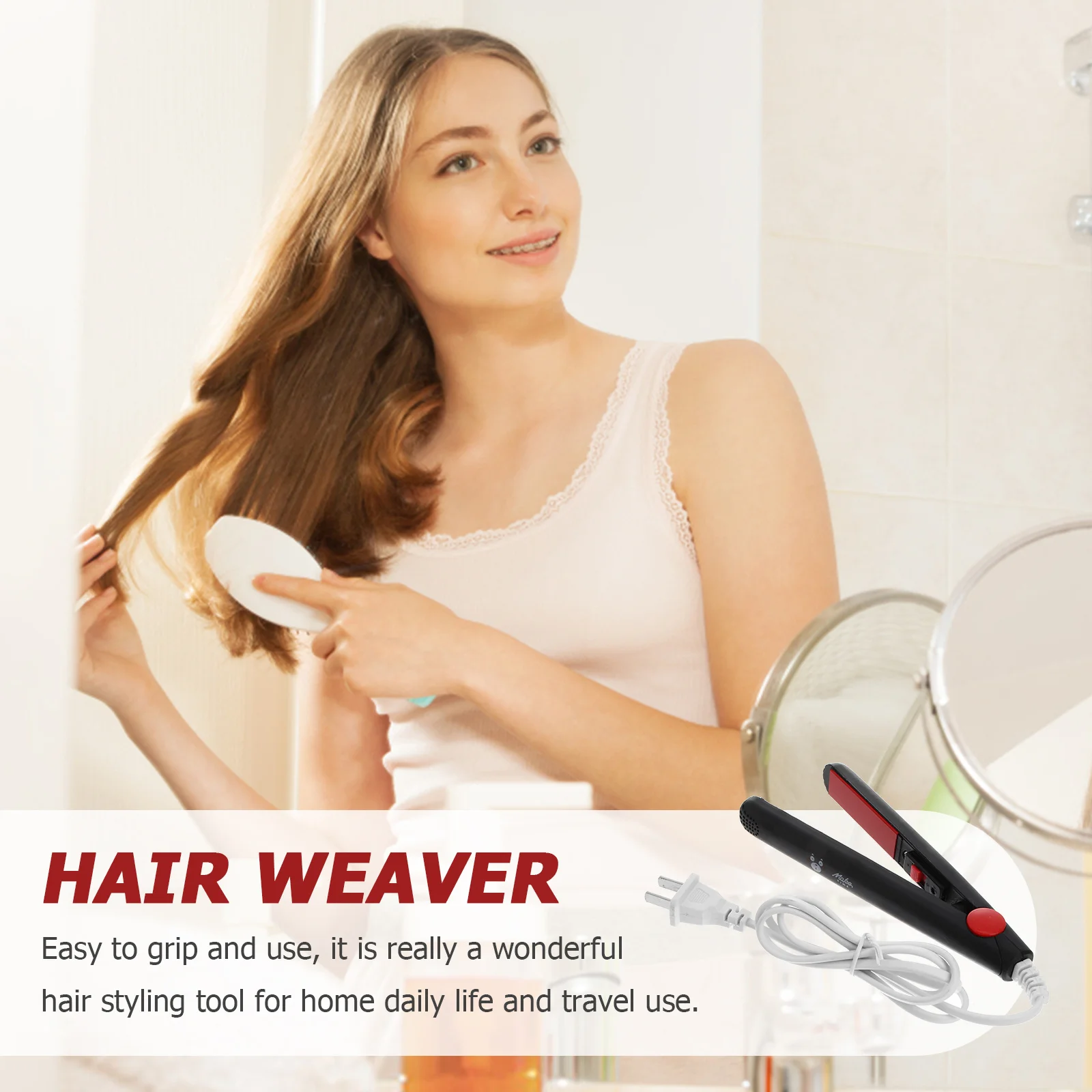 

Mini Hair Straightener Crimper Lightweight Portable Styling Hair Crimping Tool Iron For Travel Home Use Black