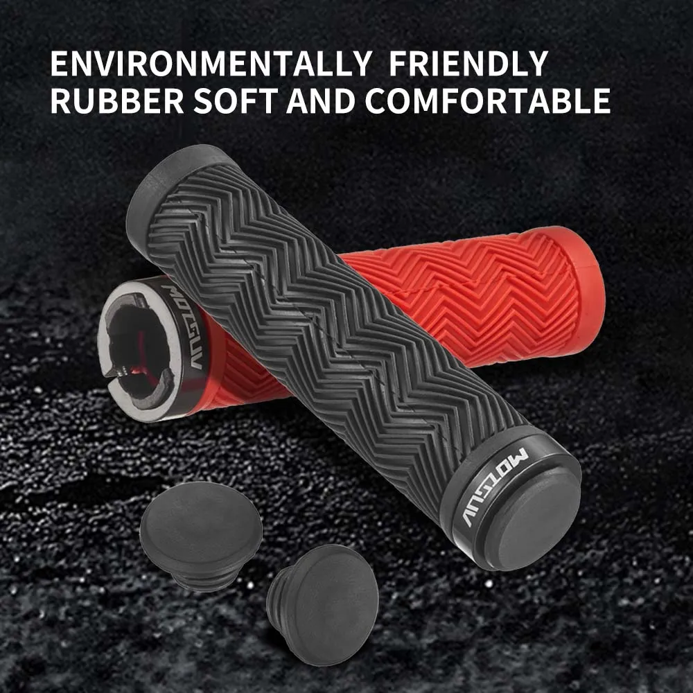 MOTSUV Bicycle Grips MTB Handbar Grip Corrugation Rubber Non-slip Lock Ring Cycling Anti Slip and Shockproof Mountain Bike Part