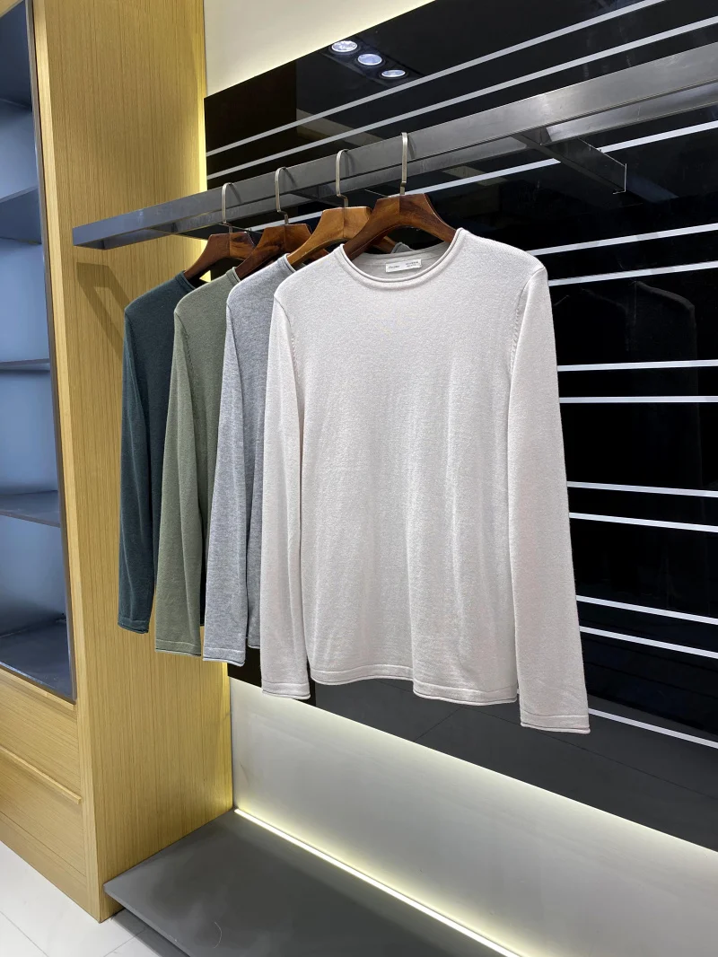 

Italian Sle Men's Knitted Sweater round Ne Wool Blend Sl Roll Crt Faionable Autumn Winter Base L...
