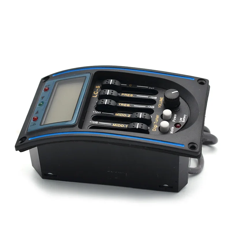 Przetwornik gitarowy 5-pasmowy wzmacniacz LC-5 Korektor EQ z podświetleniem Czerwona/niebieska krawędź