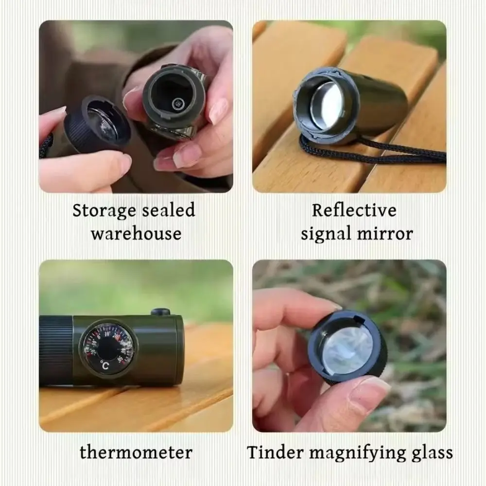 7-in-1 صفارة إنقاذ الطوارئ متعددة الوظائف البوصلة في الهواء الطلق صفارة إنقاذ أدوات المحمولة 7 في 1 صافرة الطوارئ التخييم #3