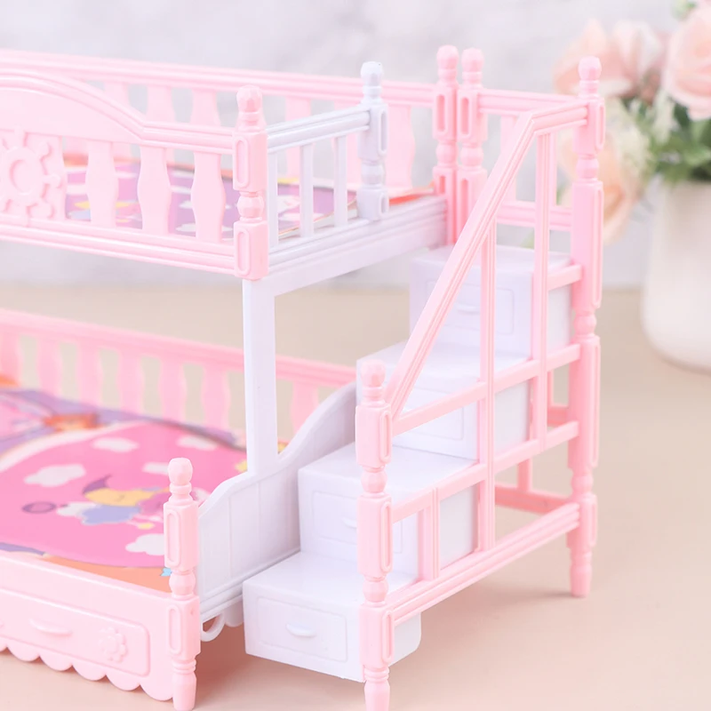 

1 Pcs Doll Toy Furniture European Style Bunk Bed Double Bunk Bed Girl Birthday Toy