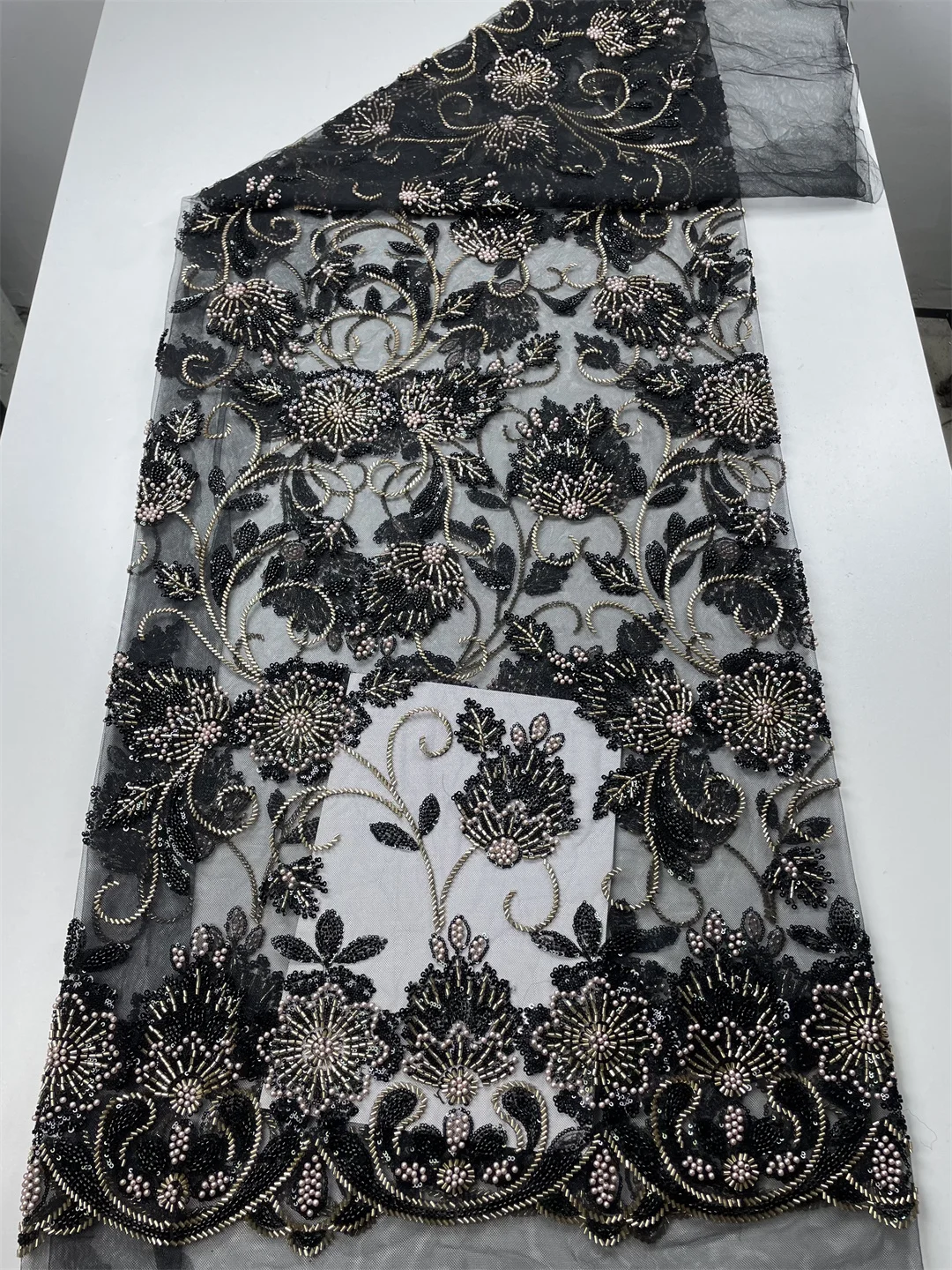 5 Yards Luxury African Sequins Embroidered Groom Lace Fabric 2025 High Quality French Nigeria mesh Lace Fabric For Wedding Dress