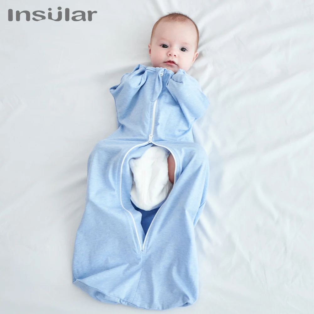 INSULAR Baby Swaddle Newborn Anti-kick Sleeping Bags Infant Double Zipper Sleepsacks Kids Cotton Sleepwears Anti-shock Blankets